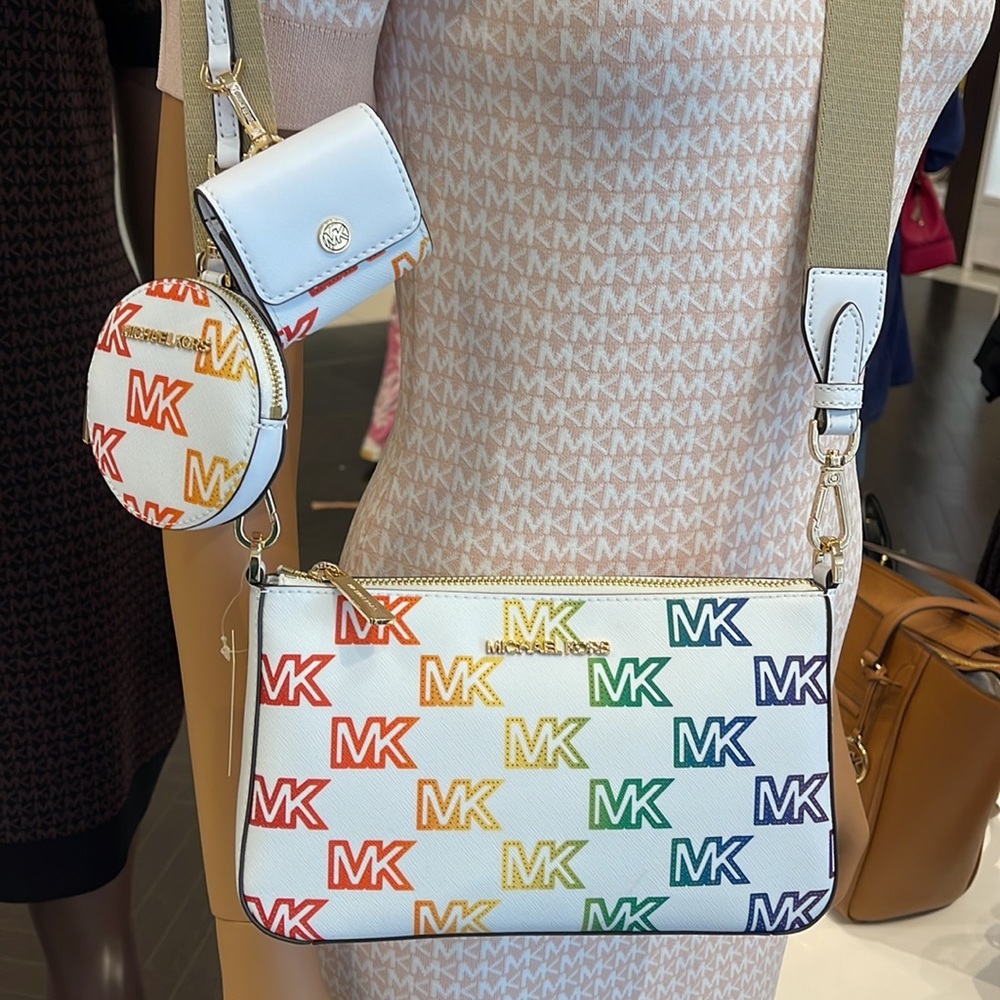 MICHAEL KORS JET SET TRAVEL SMALL SHOULDER CROSSBODY BAG WITH TECH ATTCH AIRPOD - Picture 9 of 16